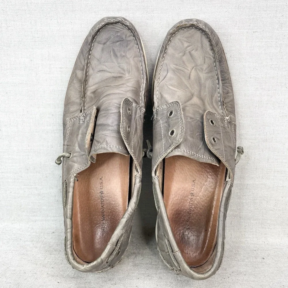 John Varvatos Star USA Mens 11M Boat Shoes Gray Distressed Leather SlipOn Loafer